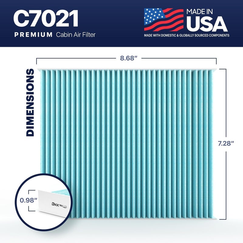 BNX TruFilter C7021 Cabin Air Filter, HEPA 99.97%, MADE IN USA, Compatible With Ford Explorer, Flex, Police Interceptor Sedan/Utility, Special Service Police Sedan, Taurus, Lincoln MKS, MKT - Image 2